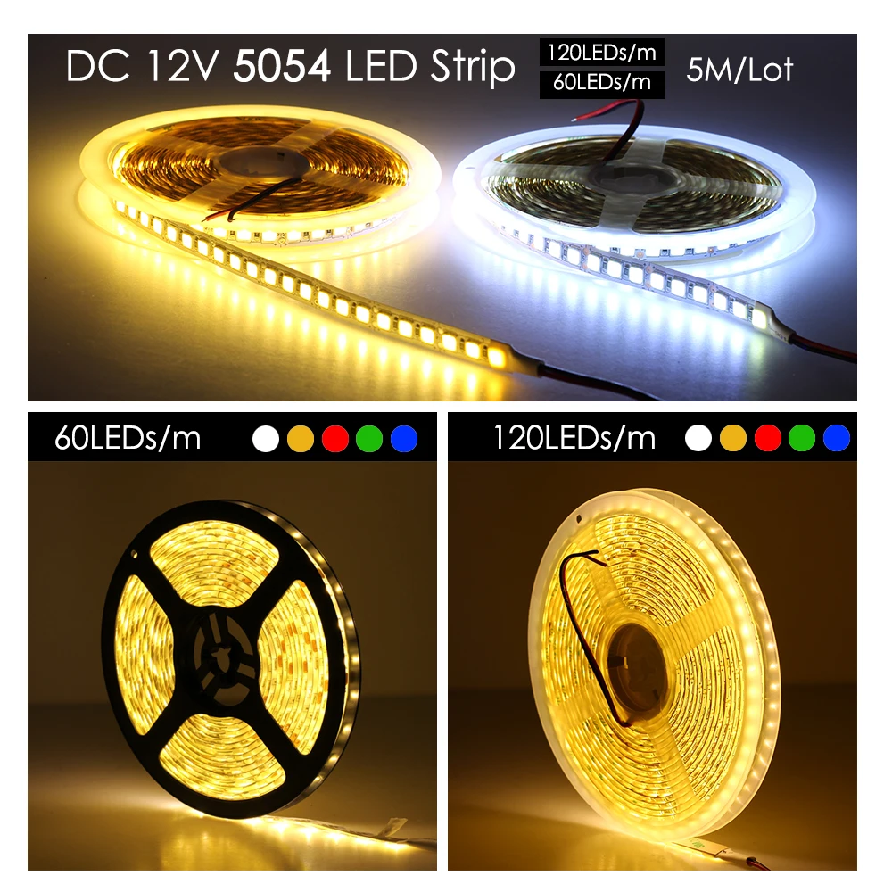 12 В 12 в 24 В SMD 5054 светодиодный светильник 5 м 120 светодиодный s/M гибкая лента светодиодный диод водонепроницаемый ярче 5050 белый/теплый белый