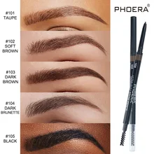 PHOERA 2 Profissional em 1 Double Ended Lápis de Sobrancelha Não Blooming Natural de Longa Duração À Prova D' Água Lápis de Sobrancelha Cor 5 TSLM2