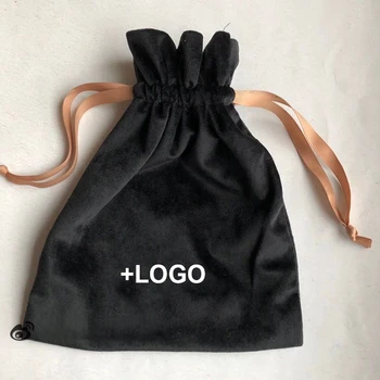

Custom Logo Silk Velvet Drawstring Gift Bags Jewelry/Makeup/Tools/Bead/Lipstick Packaging Bag Flannel Cloth Pouch 20pcs