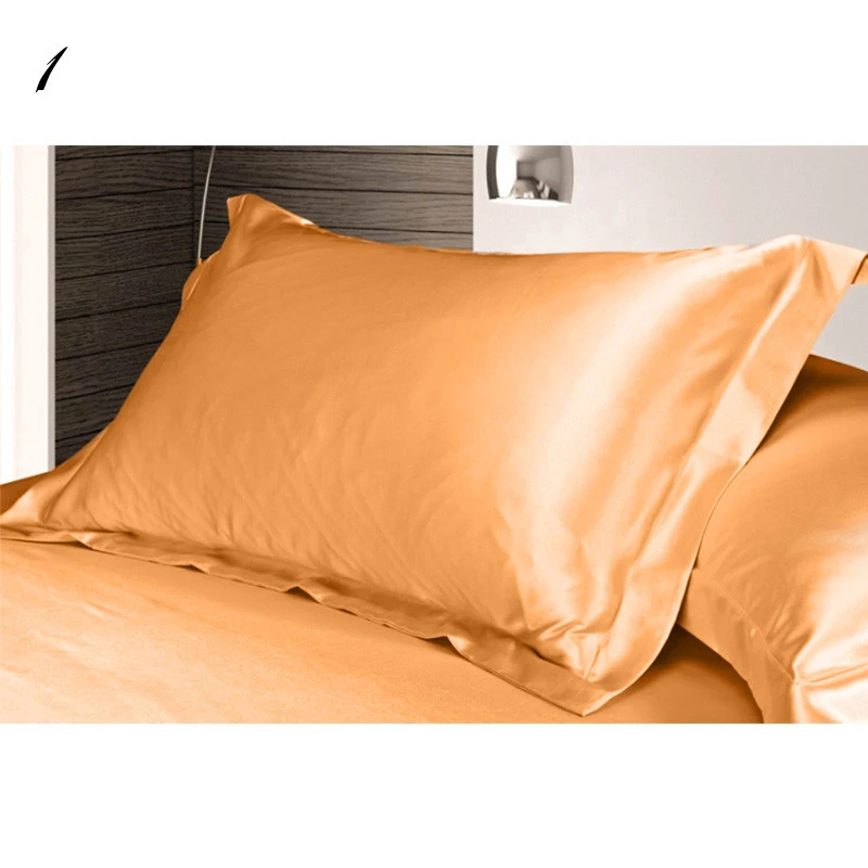 50*70 см сплошной шелк цвета атласная наволочка мульти Цвет из ткани, имитирующий шелковая подушка queen Стандартный один наволочки Декор для дома - Цвет: Gold