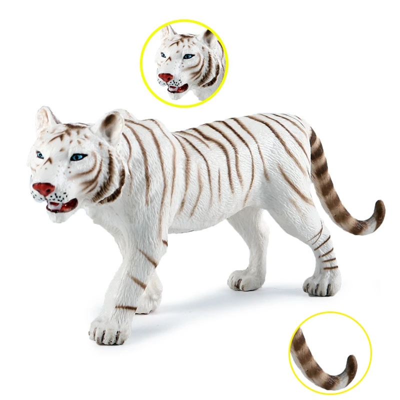 Children'S Simulation Zoo Model Toys Solid Wild Animals White Tiger 4 Sets Play White Tiger White Tiger Statues