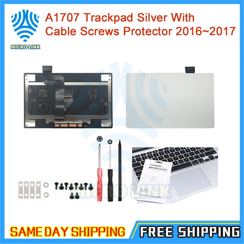 Серебряный тачпад Для Macbook Pro retina 1" A1707 Force тачпад трекпад Late Mid год EMC 3072 EMC 3162 - Цвет: Trackpad Fullset