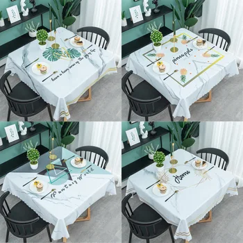 

PVC Plastic Printed Table Cloths Waterproof Oilproof Table Cover Square Coffee Table for Living Room Manteles De Mesa