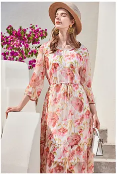 

Women's Silk Dress 2020 Summer dress Sashes Wrap Beach Dress 100%Mulberry silk clothes
