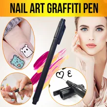 Nail Art Graffiti Pen 1 шт черный УФ-гель для дизайна ногтей лак дизайн точечный рисунок детализация ручки кисти Прямая поставка