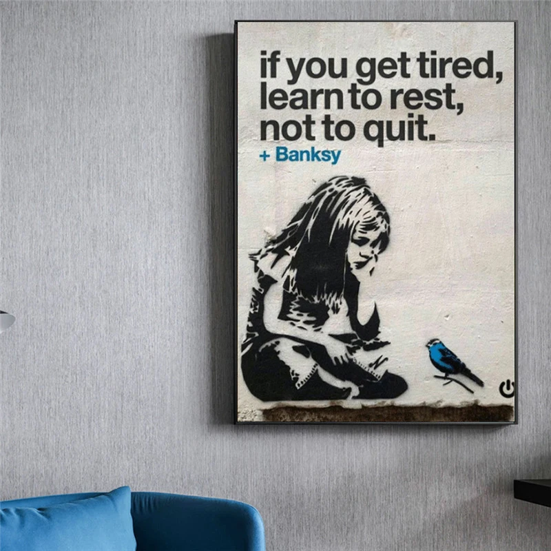 Граффити уличная девушка холст картина Бэнкси постеры и принты мотивирующее