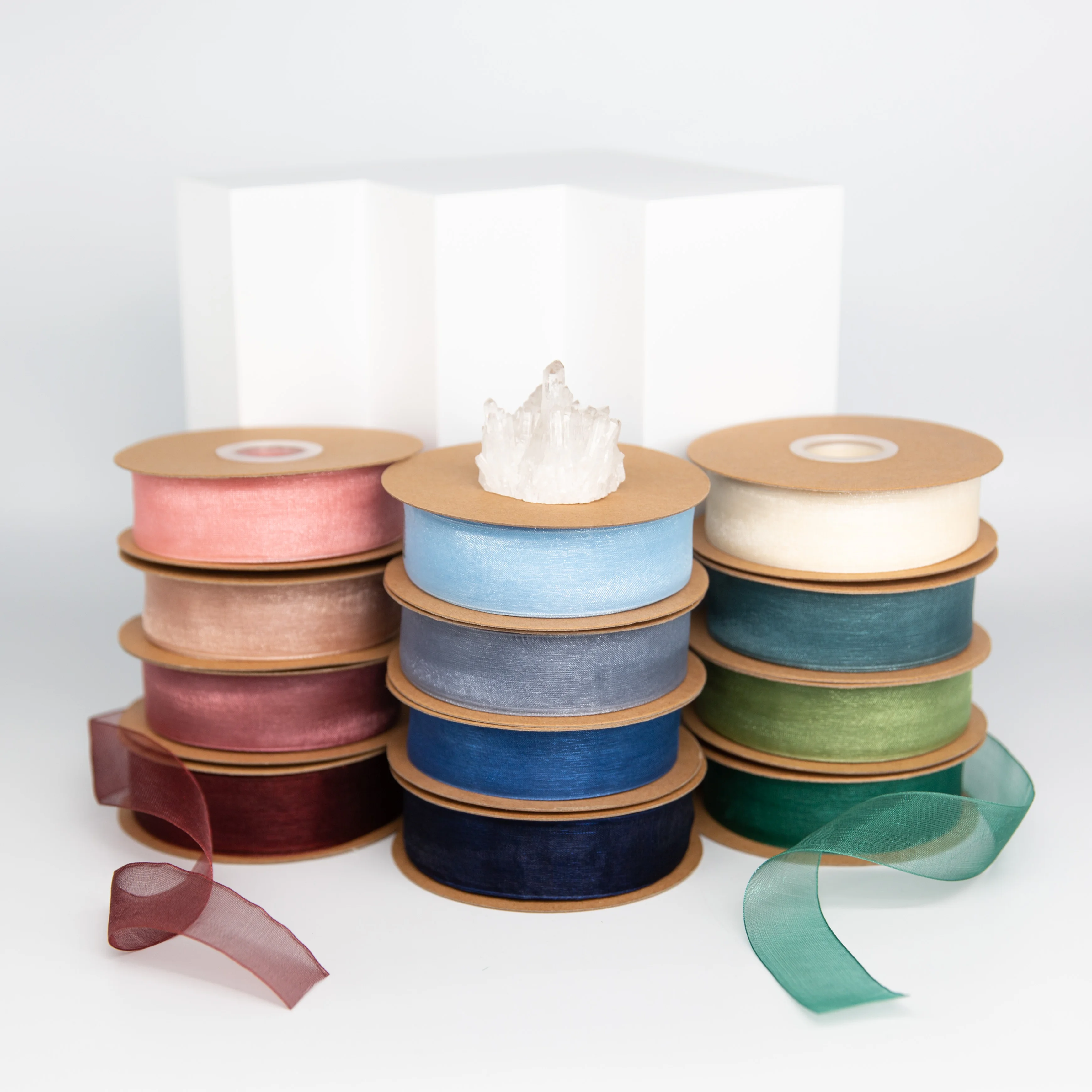 Organza Ribbon rolls Sheer Chiffon Ribbon 45m per roll 25mm Gift Wrapping Wedding Invitations Bridal Bouquet