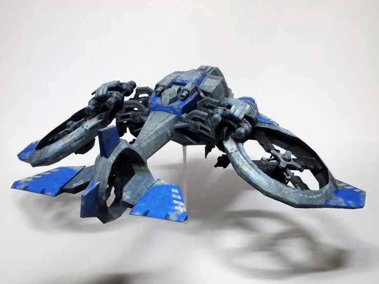 StarCraft 2 Terran Human Atttack Vessel Planetary Craft Banshee Paper Model 11cm = 4" Tall Puzzles Handmade Toy DIY