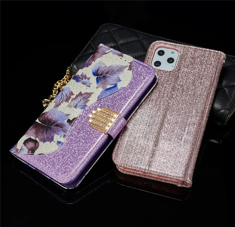 Блестящий блестящий чехол s для iphone 11, чехол для iphone 11 Pro Max, откидной кожаный чехол-бумажник для iphone 7, 8 Plus, XR X, XS Max