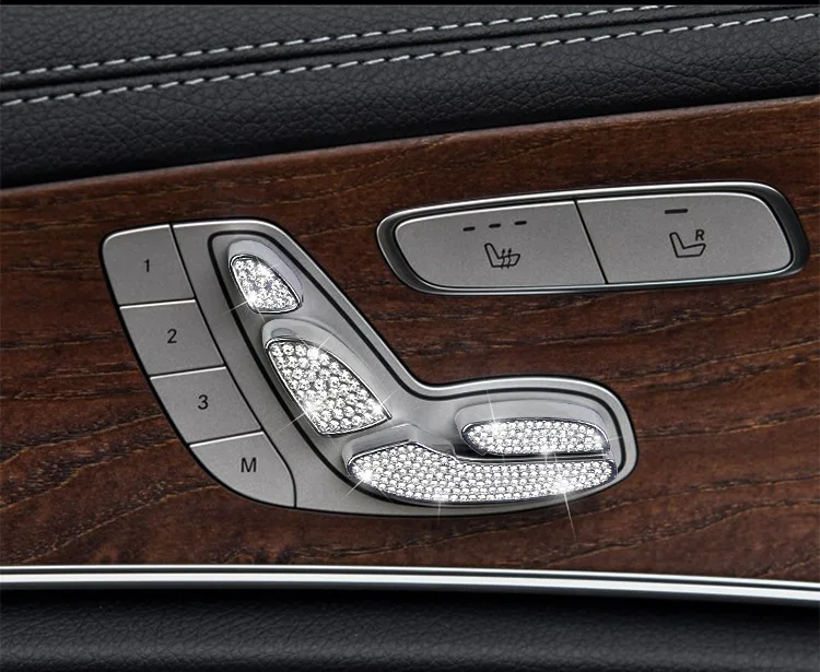 Применимый Benz E-Class модифицированный E300L внутренняя отделка Декоративная Алмазная E300 E200 Кнопка регулировки сиденья автомобильные наклейки