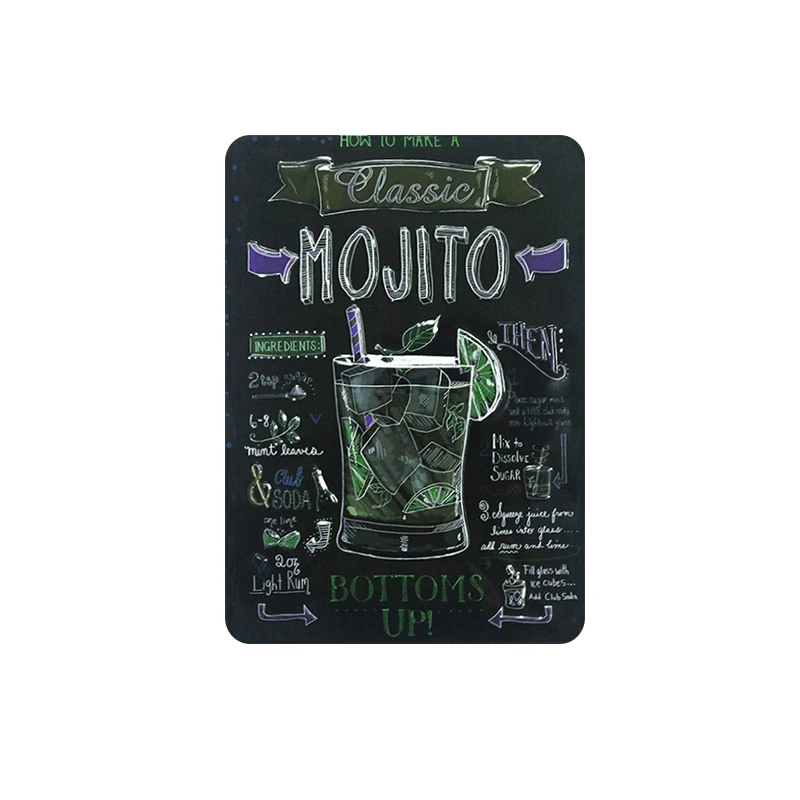 MOJITO CUBA LIBRE Коктейльные металлические вывески домашний декор винтажные оловянные вывески для паба домашние декоративные тарелки металлические вывески настенные таблички - Цвет: Лиловый