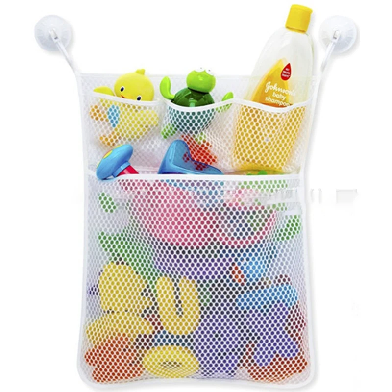 Детские игрушки для ванной, аккуратное хранение, чашка на присоске, складная сумка, детские игрушки для ванной, переносная присоска, корзины, Сетчатая Сумка, органайзер, сетка - Цвет: Белый
