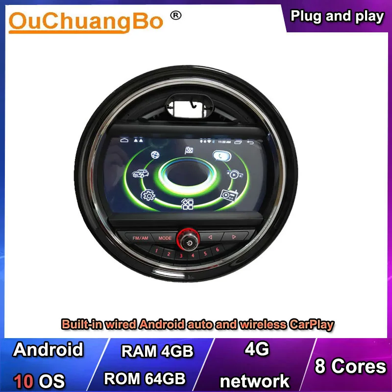 Ouchuangbo 4G Android 10 Audio GPS Radio CarPlay for Mini One Cooper F54 F55 F56 F57 NBT EVO 2014-2020 DSP 8 Core 64GB Head Unit