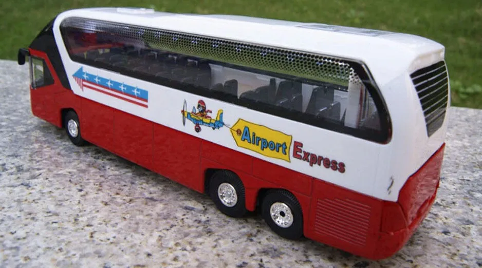 1/38 Orange Passenger Bus Diecast Car Model Toy Vehicle Model w/ Power Back Gift 