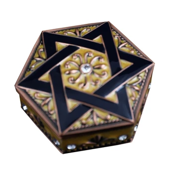 

Small Size Vintage Jewelry Box Hexagram Ring Box Necklace Storage Casket D08F