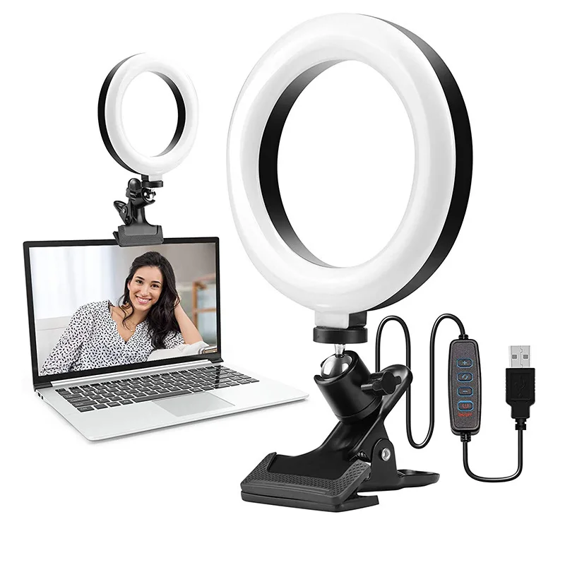 Anel de Luz com Suporte Desktop para Youtube Polegada Círculo Vídeo Live Stream Maquiagem Fotografia 6 Led - Image 6