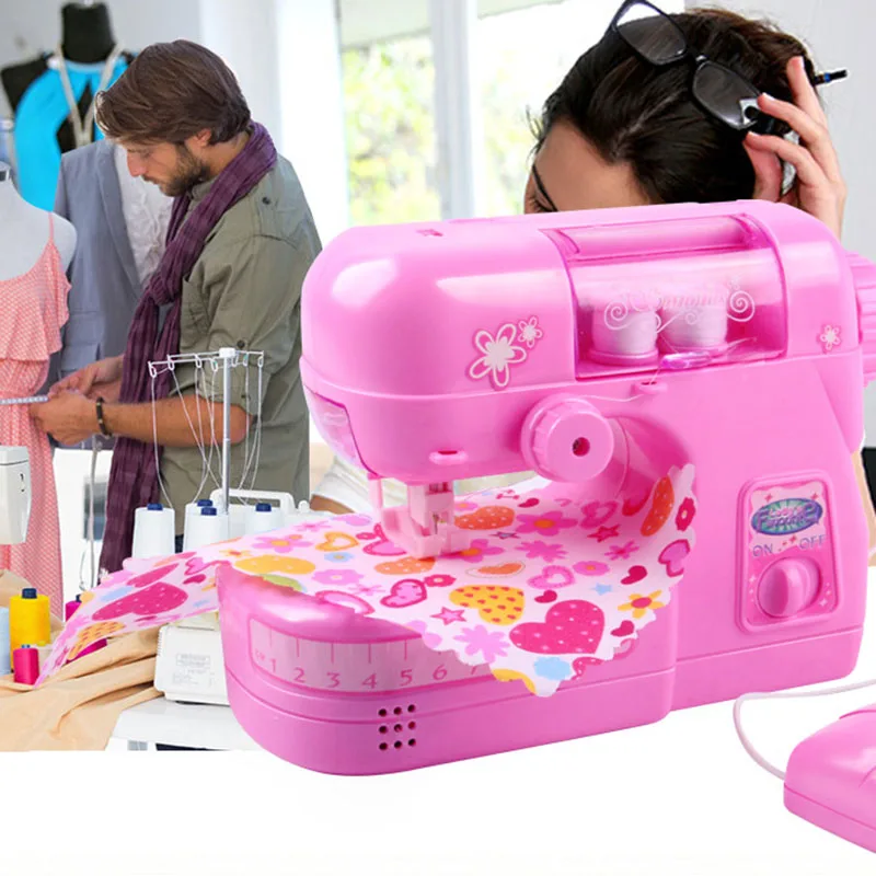

Mother Garden Pretend Play Mini Clothes Sewing Machine Sartorius Furniture White Pink Toy for Children Gift of Christmas