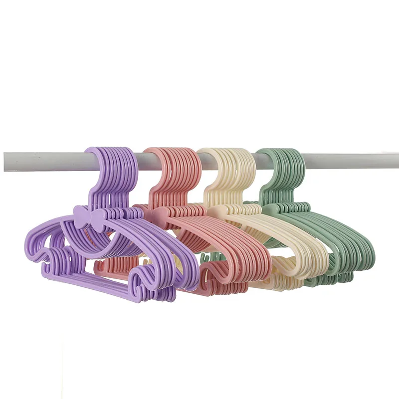10pcs 어린이 옷 걸이 랙 휴대용 플라스틱 디스플레이 옷걸이 Windproof 어린이 코트 옷걸이  의류 주최자