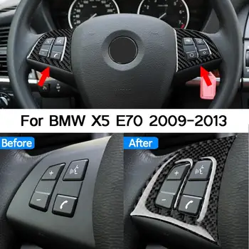 

1 Pair Real Carbon Fiber Style Steering Wheel Button Frame Trim For BMW X5 E70 2009-2013 Car Interior Accessories