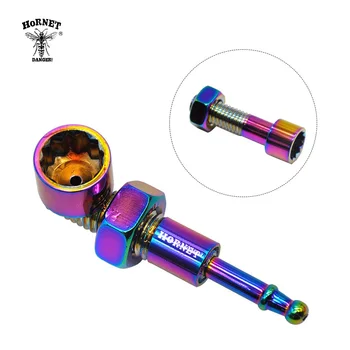 

HOENET Screw Shape Metal Smoking Pipe Jamaica Rasta Reggae Style Herb Tobacco Pipes Portable Smoking Accessories