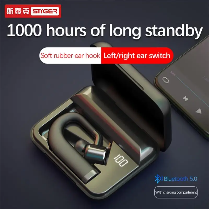 For Apple Huawei Xiaomi OPPO phone Bluetooth 5 0 Earpiece Wireless Business Earphones for Driving Listening Running
