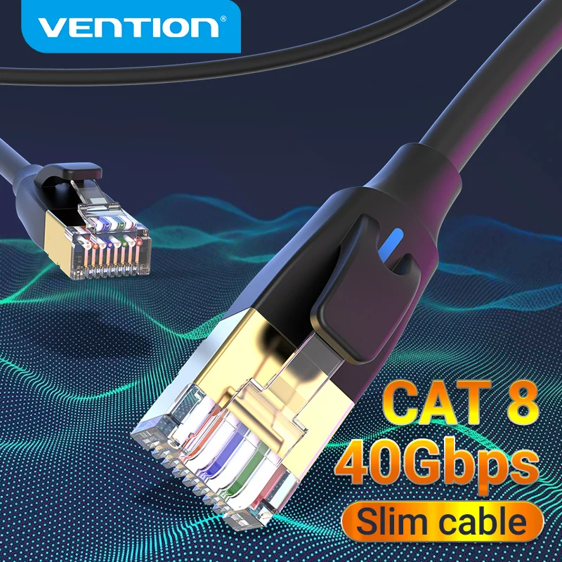 Cavo Ethernet Cat8 Vention Cavo Cat8 40Gbps Cavo Ethernet Sottile Internet Lan Per Laptop Router Modem Ps 4 Cavo Patch Rj45
