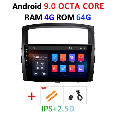 9.0 4G 64G NO CANBUS DSP ips 4G 64G Android 9,0 gps радио для Mitsubishi Pajero V97 V93 2006- Мультимедиа Навигация стерео аудио головное устройство без DVD - Цвет: 9.0 4G 64G NO CANBUS