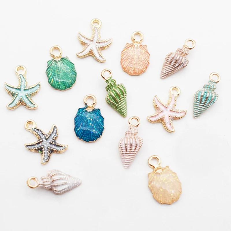 

Sale 13pcs/Set Jewelry Drop Oil Conch Starfish Sea Shell Alloy Pendant DIY Bracelet Earrings Making Handmade Accessories