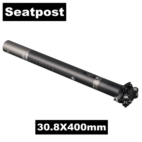 Seatpost 30.8X400mm Матовый черный xxx углеродное волокно Mtb комплект рулей для велосипеда плоский или подъемный Руль+ стержень+ подседельный штырь Запчасти для горного велосипеда - Цвет: Seatpost 30.8X400mm