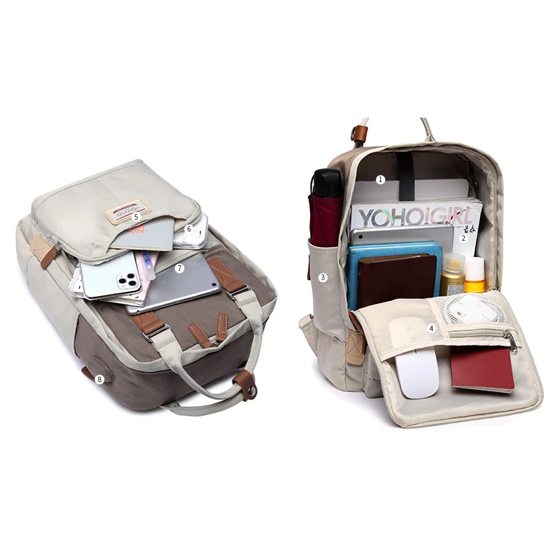 Contraste Mochila Laptop Cor para Mulheres Mochilas de Viagem Bonito Bolsa Escolar Mochila Impermeável Bolsa para Menina Estudante Nova Moda - Imagem 4
