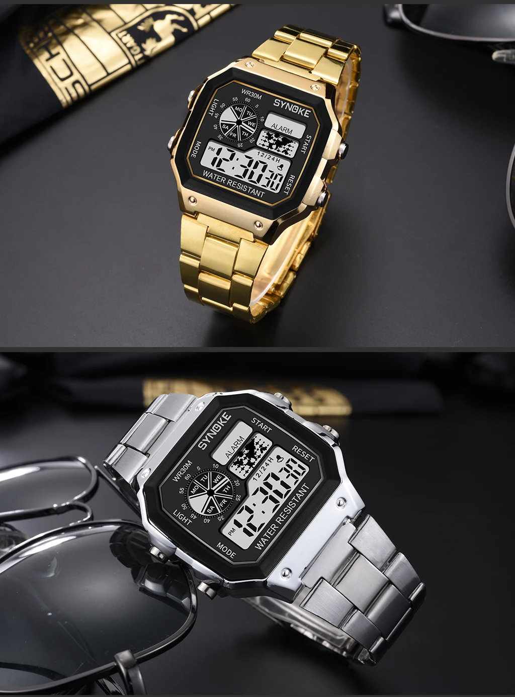 Square Digital Watches Men Top Brand Luxury LED Alarm Military Business Wristwatch Man Waterproof Electronic Sport Watch For Men