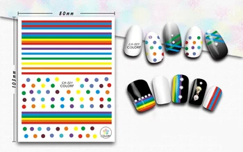 

3D Stickers for Nails Colorful Line Stripe Dot Nails Art Decoration Manicure Sticker Decals Slider Nail Foil Tips Accessories