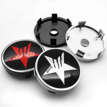 

4pcs 56mm 60mm Car Rims Caps Center Covers Wheel Center Hub Cap Five-pointed star SPEED Logo Badge Emblem decoration Accessories