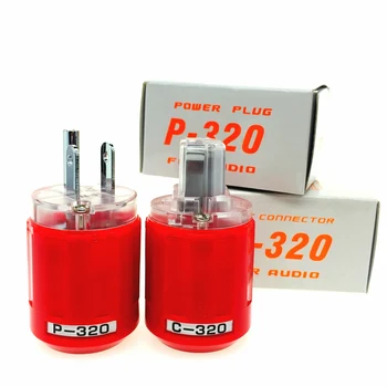 

Oyaide p-320 / c-320 copper rhodium plated American standard power plug plug, red transparent DIY hifi through IEC connector
