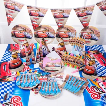 

Cartoon Disney Lightning McQueen Cars Birthday Party Decorations Kids Cups Plates Baby Shower Disposable Tableware Supplies