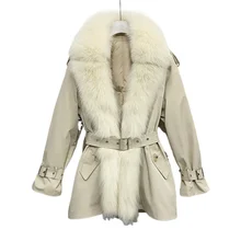Korean Winter Down Jackets Parkas Womens Fox Fur Collar Down Coats Woman Removable Liner Duck Down Jacket Female Warm Jackets
