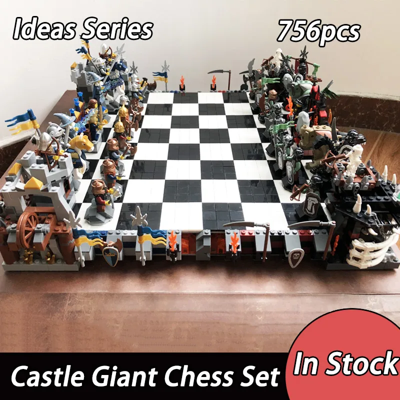 

16019 Idea Series Castle Giant Chess Set Model Building Block 756pcs Bricks Toys Compatible Idea 852293