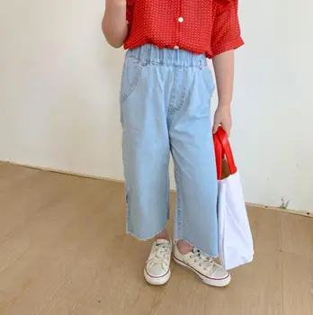 

2020 Hot Selling Girls Denim Wide Pants Summer Fashion Girls Pants 2-7T QH45
