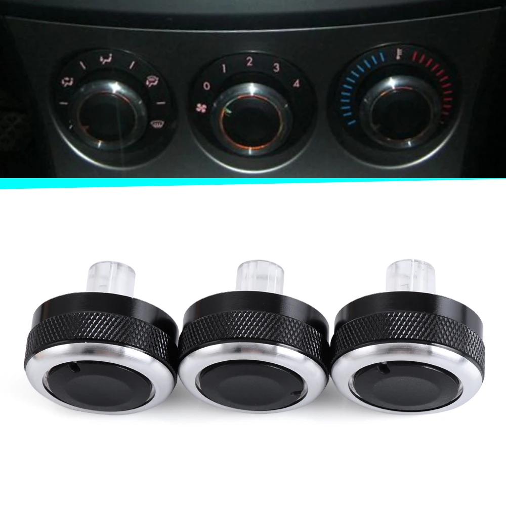 

3pcs/set Aluminum Alloy Air Conditioning Knob AC Knob Heat Control Switch Button For Mazda 3 BL 2010- 2013 Mazda 3 2004-2009