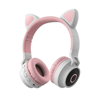 

Cute Cat Bluetooth 5.0 Headset Wireless Hifi Music Stereo Bass Headphones LED Light Mobile Phones Girl Daughter Headset For PC