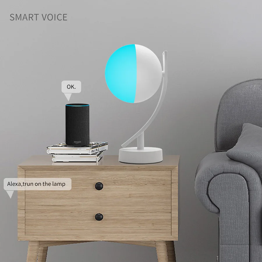  7W Led Smart Voice Control Night Light RGB Wifi APP Remote Dimmable Table Light For Google Home Ama
