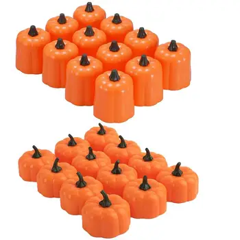 

24Pcs Creative Pumpkin Shaped Electric Candle Halloween Simulated Pumpkin Lamps