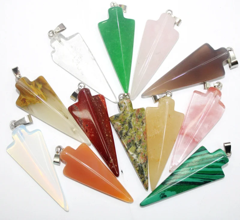

12 шт. модные унисекс подвески из натурального камня с опалом и кристаллами Unakite Onyxs стрелы ожерелье для самостоятельного изготовления ювелирных изделий Аксессуары