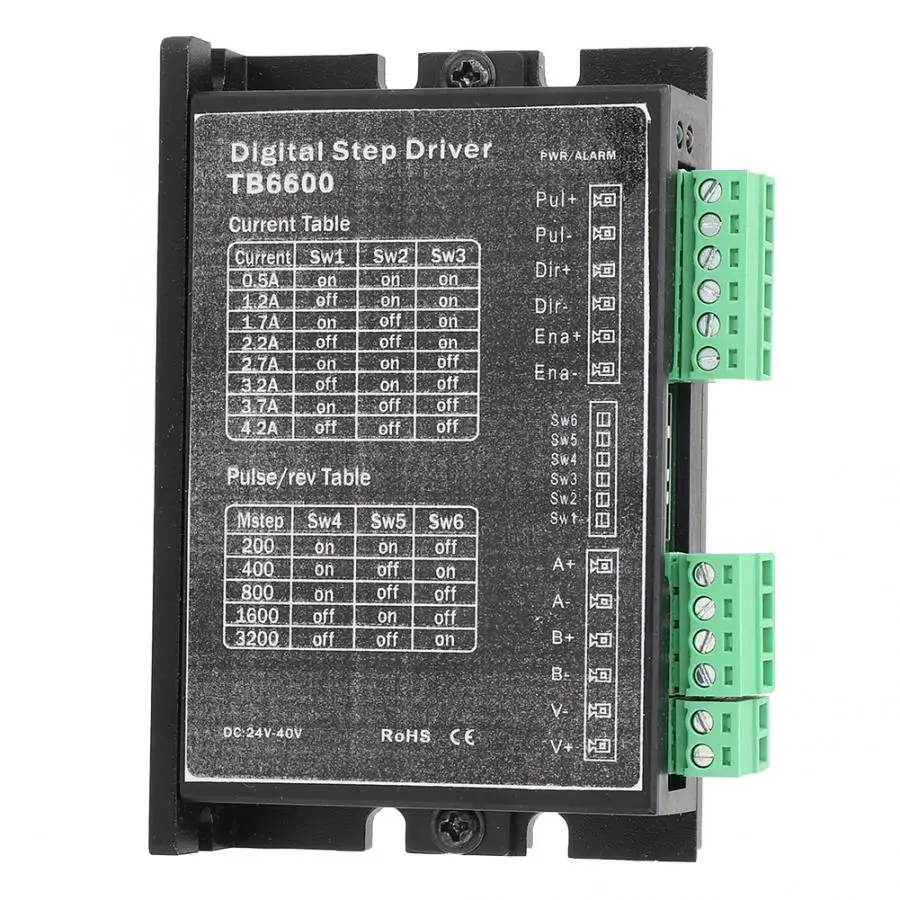 Драйвер шагового двигателя TB6600 DC24-40V 2 фазы/биполярный шаговый двигатель драйвер 1,0~ 4.2A/двухфазовый, размер nema 17/23 контроллер двигателя бесщеточный