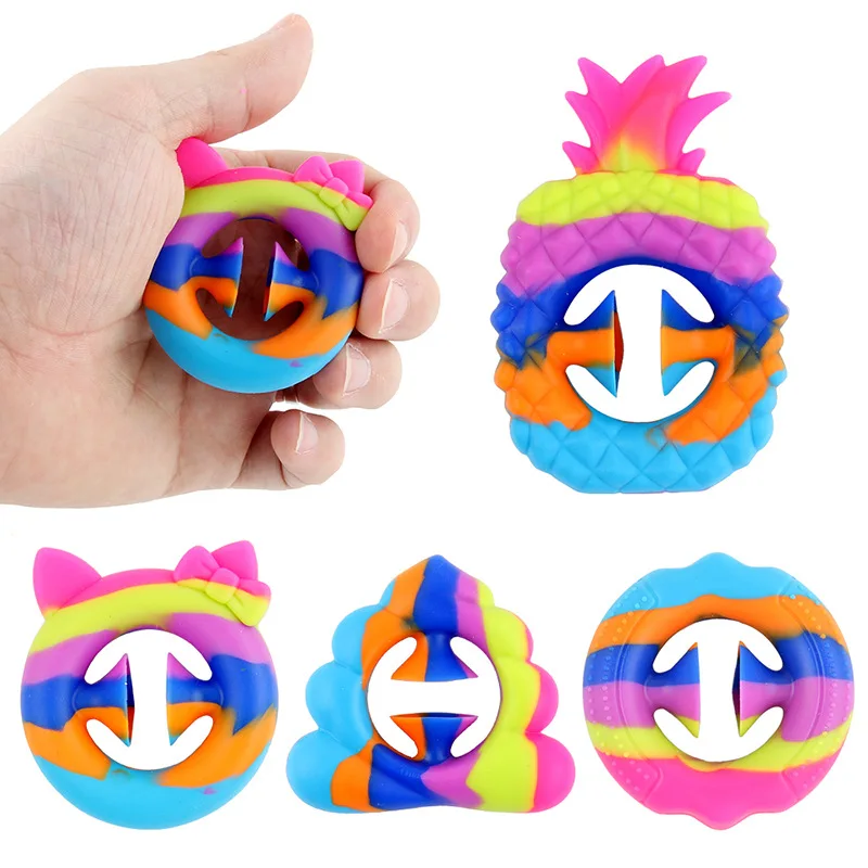 4PCS Anti Stress Finger Hand Grip Simple Dimple Toys Adult Child Vent Rainbow Ring Fidget Toy Funny Decompression Gift | Игрушки и хобби