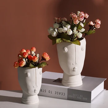 

White ceramic head planter pot Creative nordic art decration pots balcony decorations maceteros decor home garden accessories