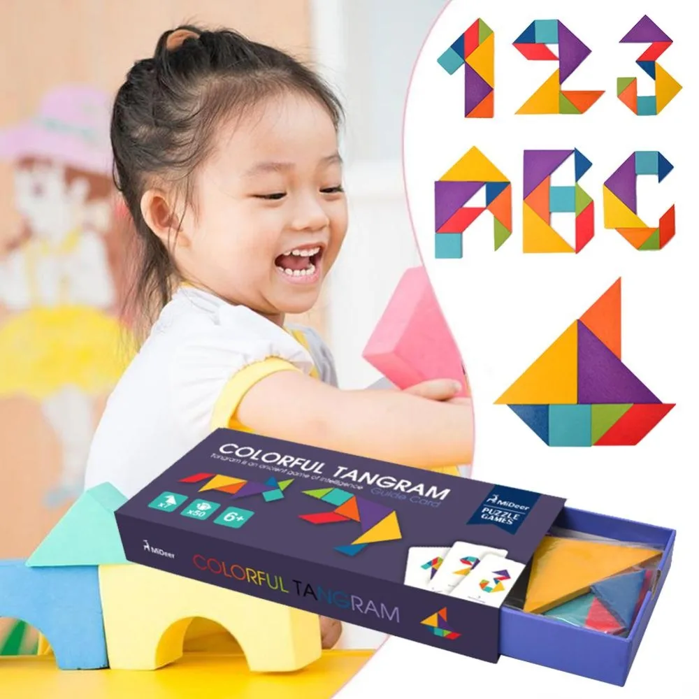 Деревянная IQ игра головоломка умный Tangram Головоломка ребенок игрушка-Танграм Деревянный головоломка