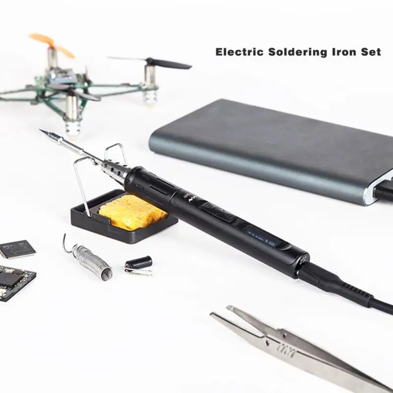 OLED Электрический паяльник, набор, регулируемая температура, интерфейс usb type-C, паяльная станция, Ремонтный инструмент для мобильных сварок