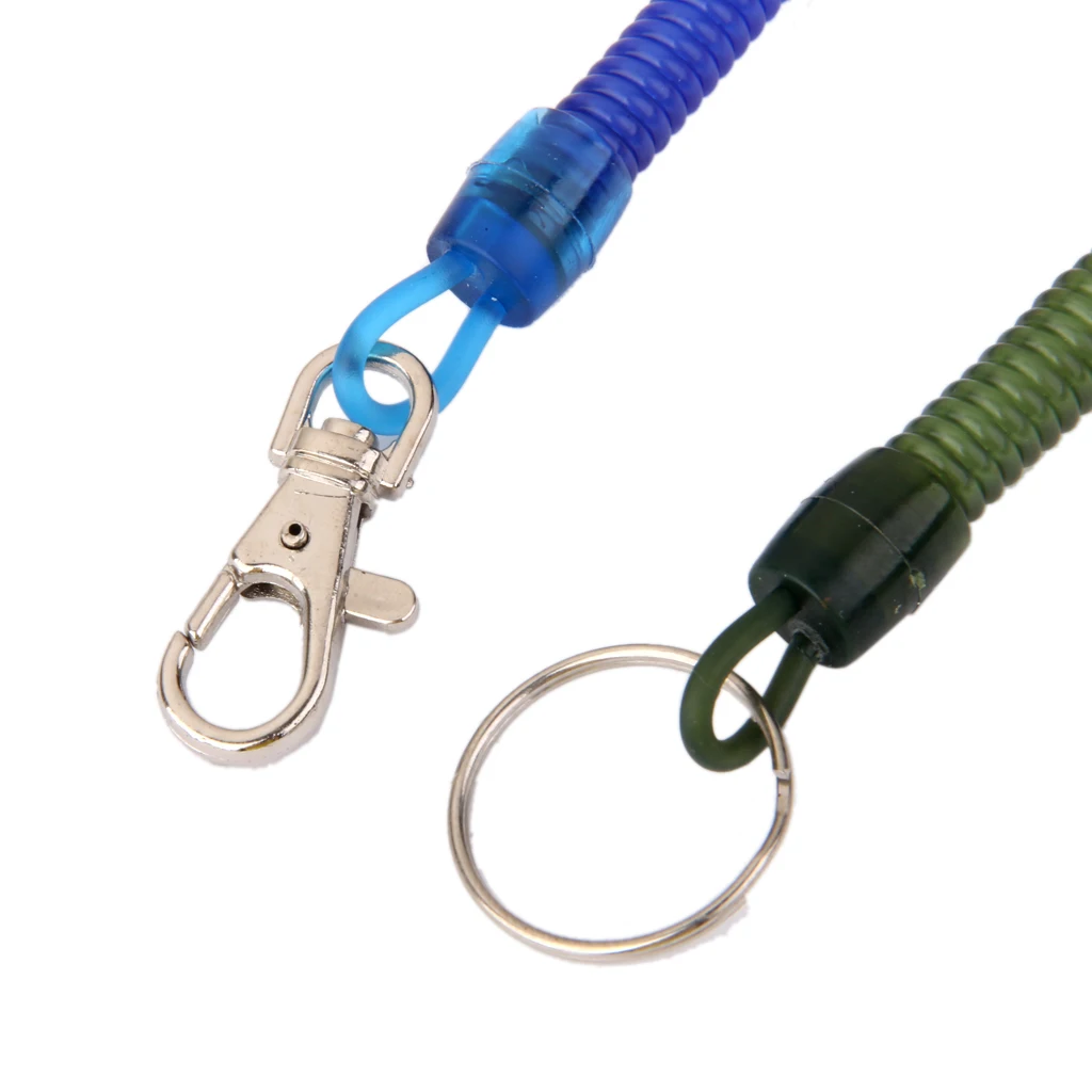 24 Pcs Retractable Spiral Stretch String Keychain Key Ring Chain Keyring