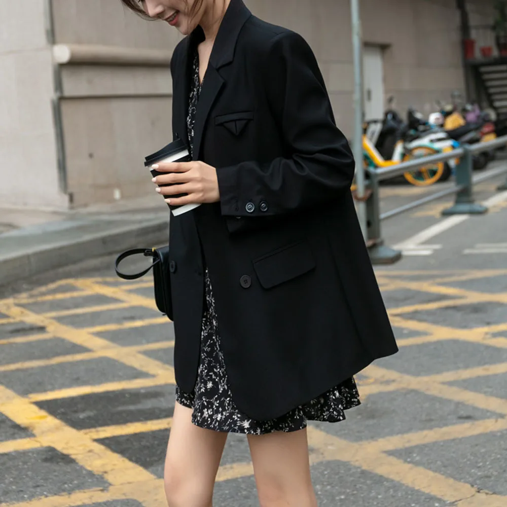 Korean Style Minimalist Girl Blazers Women Elegant Vintage